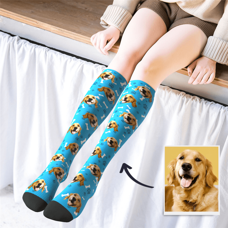 Custom Photo Knee High Socks - Adorable Dog Mom Gifts