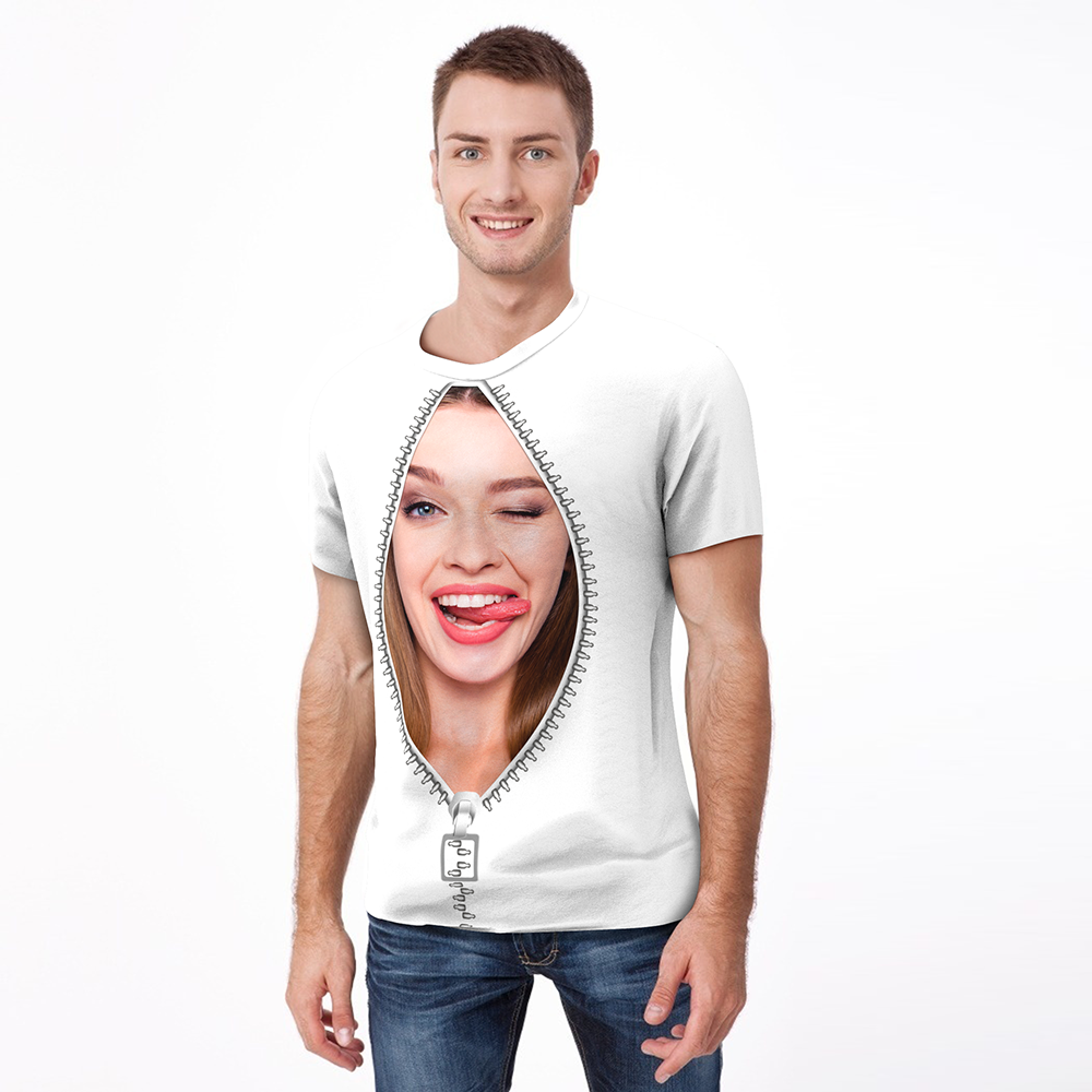 Custom T-shirt Funny Face In Zipper Best Personalised Gift
