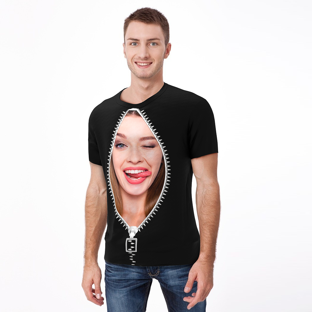 Custom T-shirt Funny Face In Zipper