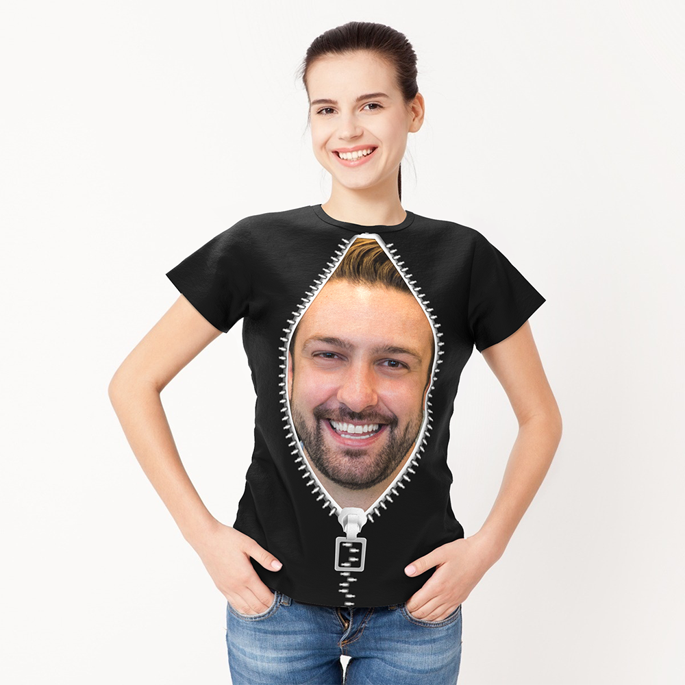 Custom T-shirt Funny Face In Zipper