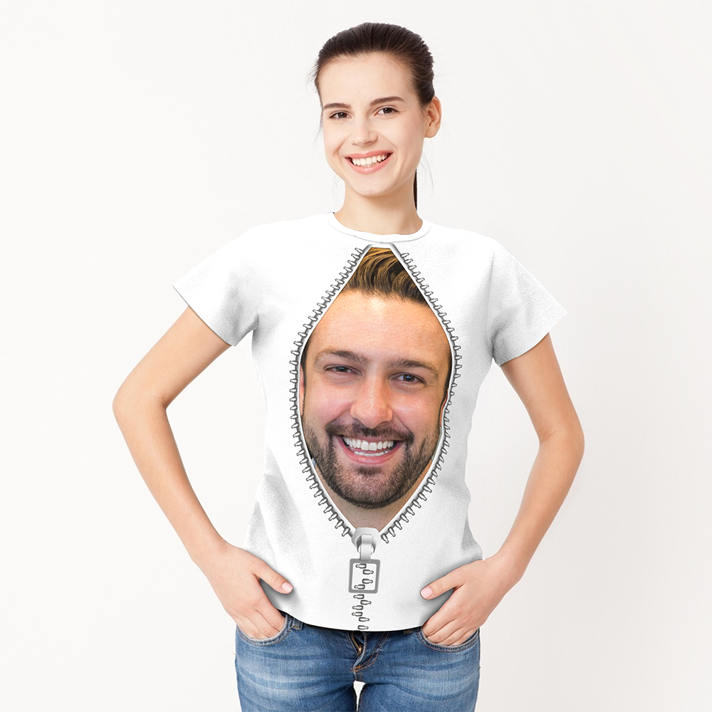 Custom T-shirt Funny Face In Zipper