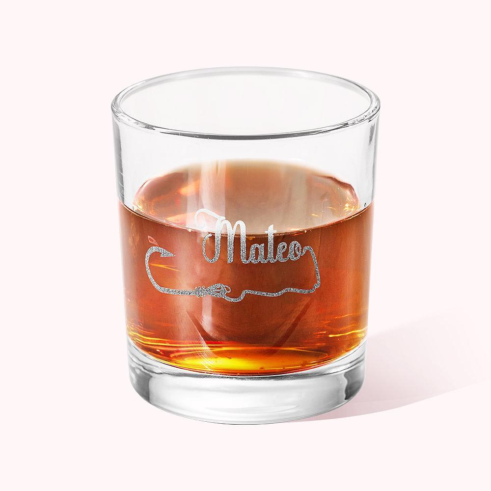 Personalized Glitter Fishing Hook Design 10oz Whiskey Scotch Glass with Engraved Name Father's Day Birthday Gift for Man
