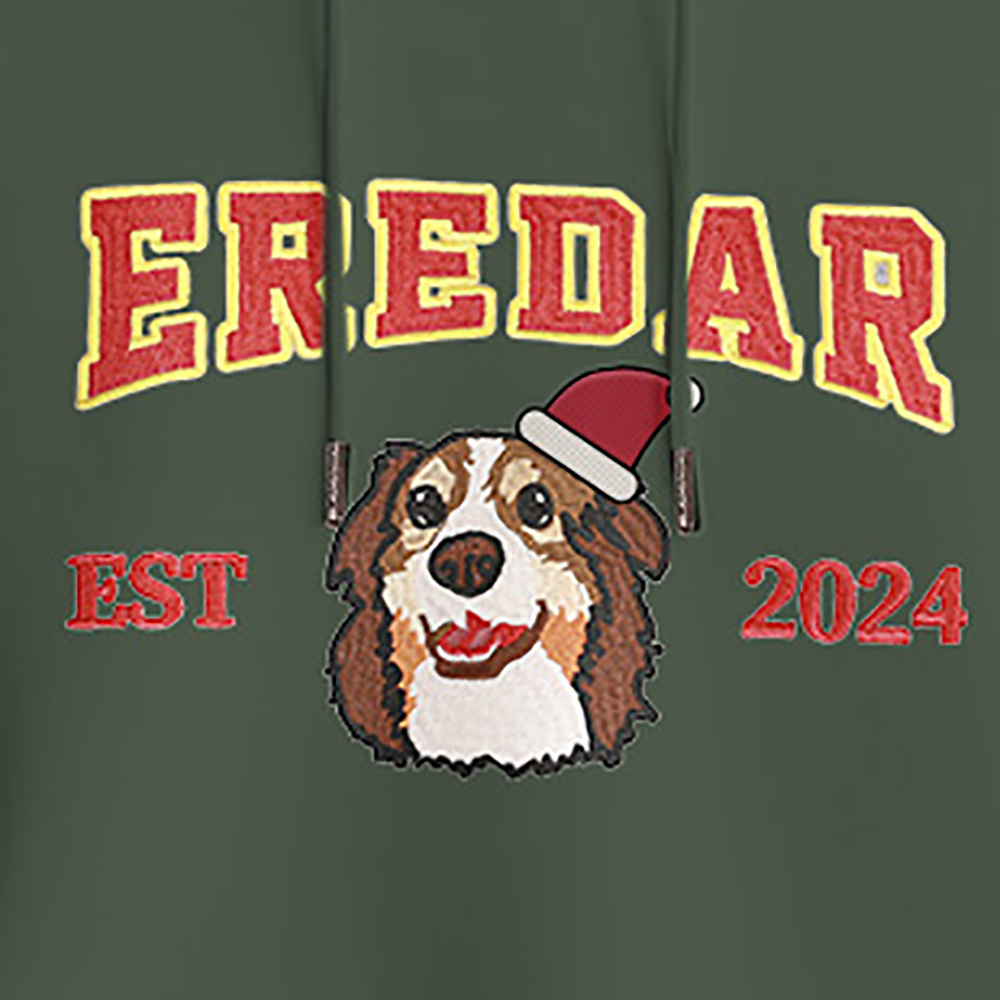Custom Embroidered Sweatshirt With Pet Portrait Chrismas Gifts Embroidery Effect - MyPhotoSocks