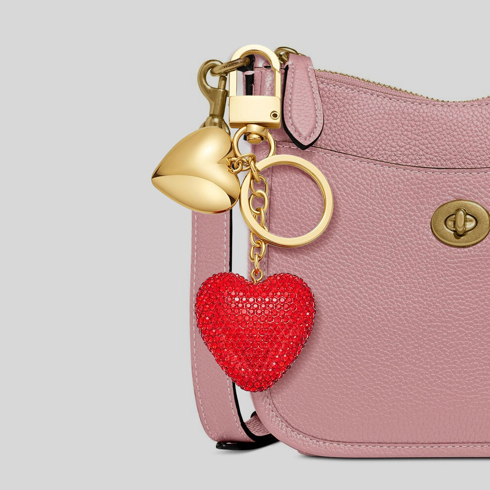 Bag Charm Red Rhinestones Trendy Gold Bag Heart Charms Key Pendant Trendy Purse Charms Car Jewelry