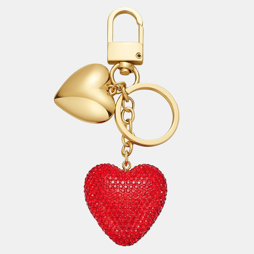 Bag Charm Red Rhinestones Trendy Gold Bag Heart Charms Key Pendant Trendy Purse Charms Car Jewelry