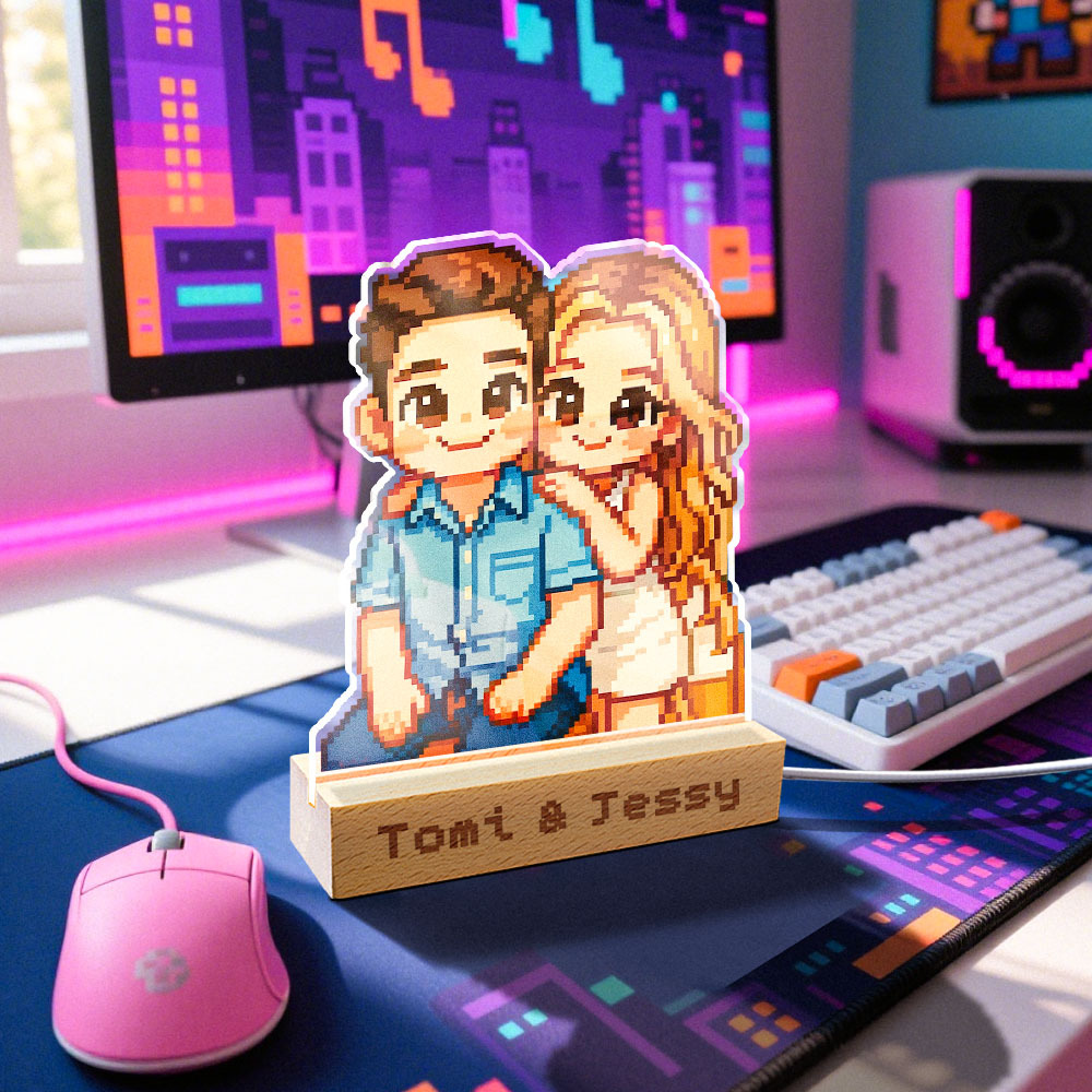 Custom Art Father & Son Led Light Couple Light Personalized LED Display Romantic Gift for Dad Boyfriend or Girlfriend