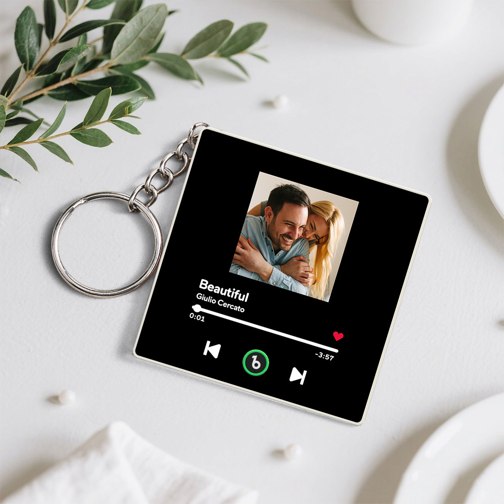 Personalized Photo Music Keychain Music Box Bag Charm That Plays Music Without Cell Phone Anniversary Gifts