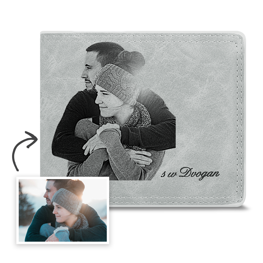 Men's Biffold Short Custom Photo Wallet - Light Grey - MyPhotoSocks
