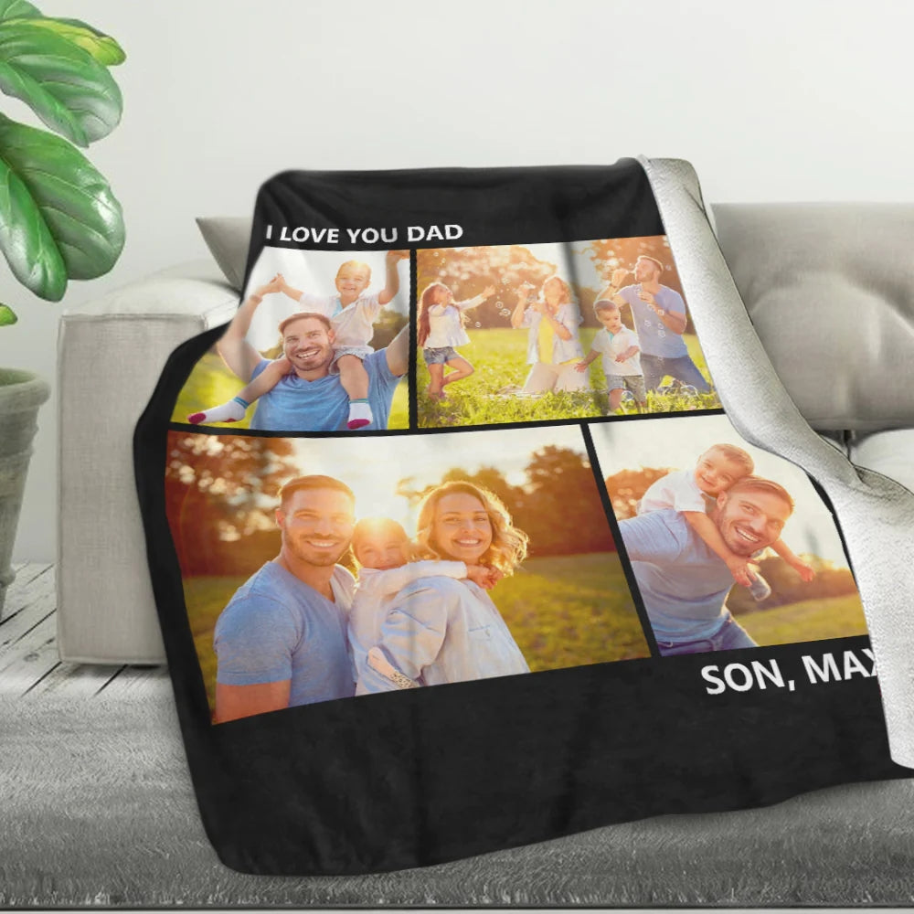 Personalized Sweet Lover with 5 Photos Fleece Custom Blanket-MyPhotoSocks