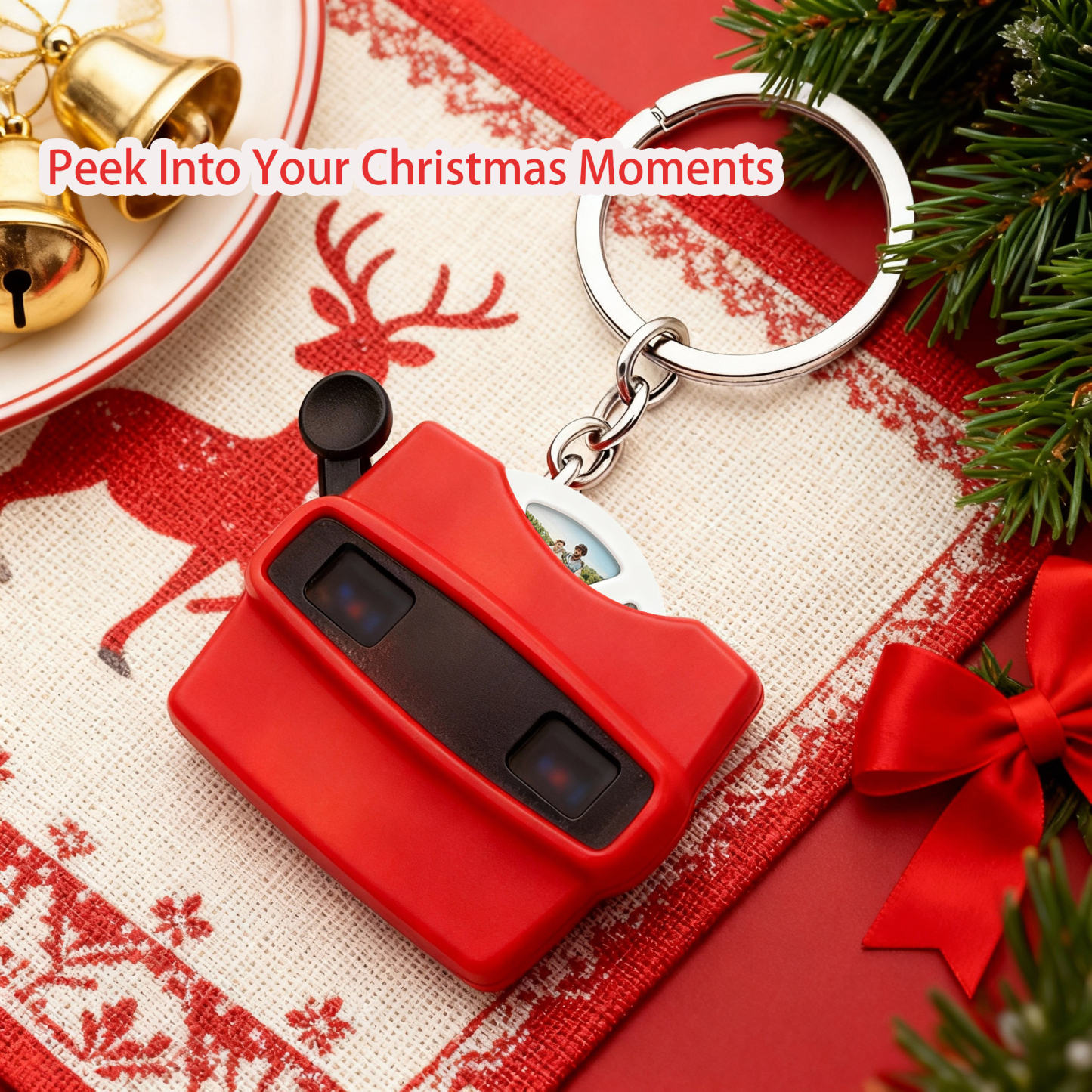 Custom Mini 3D Viewfinder and Reel Keychain Personalized Christmas Gifts Photo Viewer Ornament with Your Own Photos