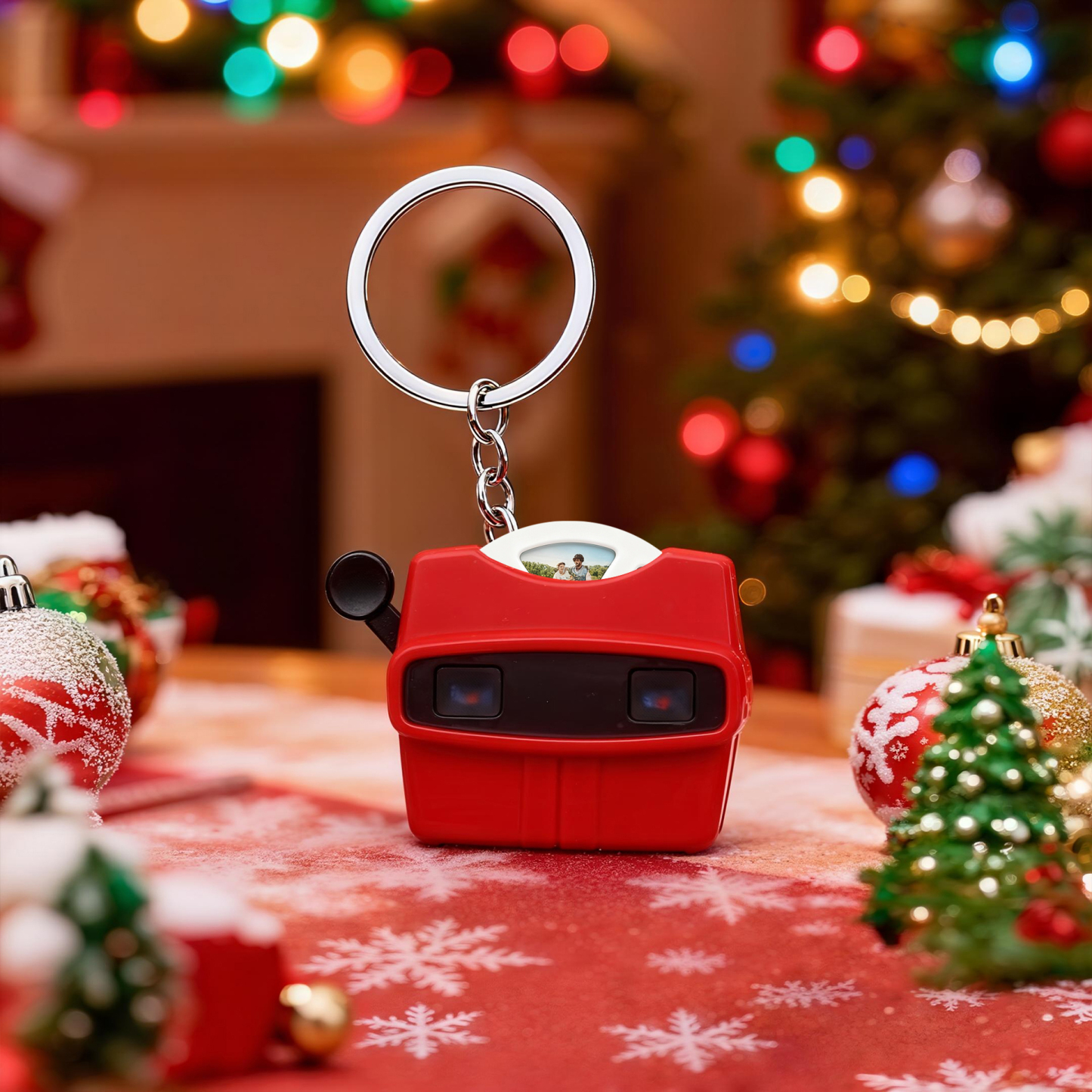 Custom Mini 3D Viewfinder and Reel Keychain Personalized Christmas Gifts Photo Viewer Ornament with Your Own Photos