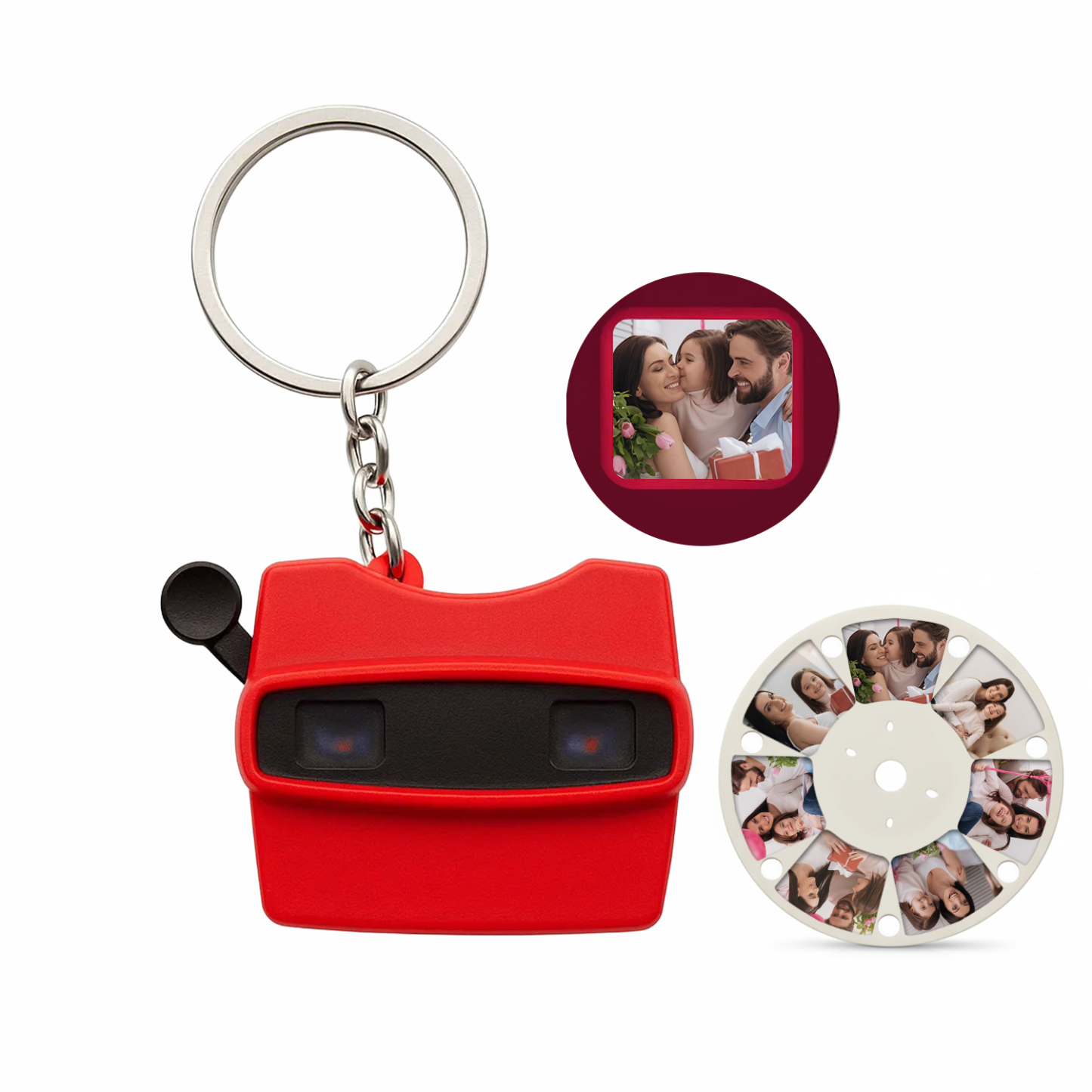 Custom Mini 3D Viewfinder and Reel Keychain Personalized Christmas Gifts Photo Viewer Ornament with Your Own Photos