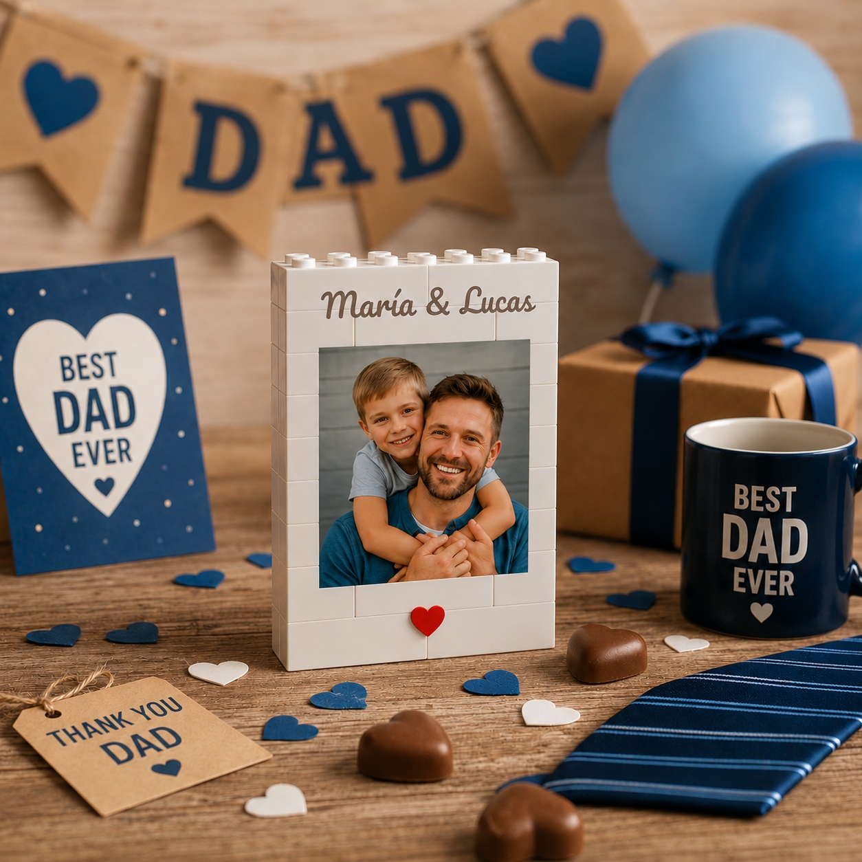 Custom Photo Brick Puzzle Frame – Build Your Love, A Romantic Couple Gift for Father's Day Gift