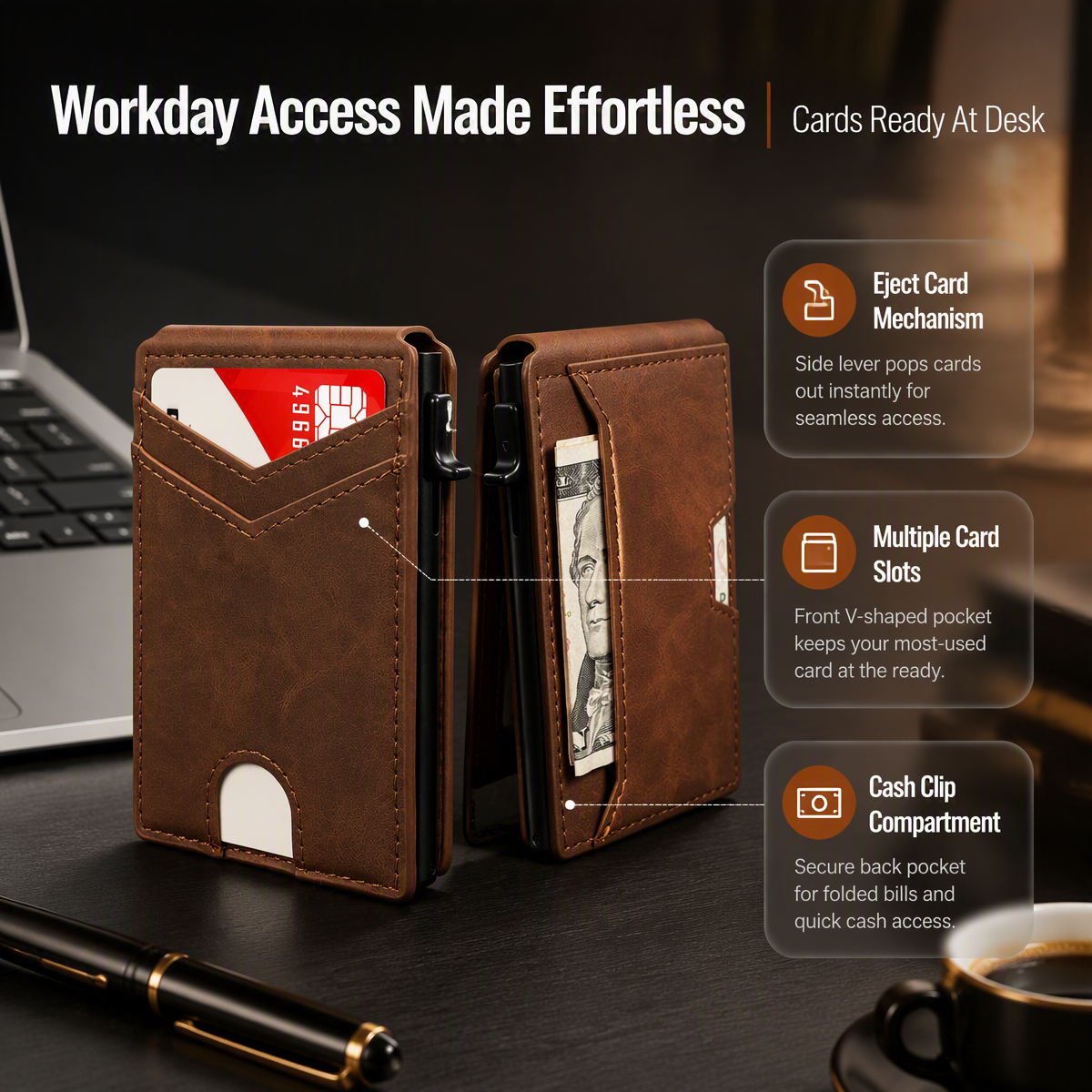 Custom Wallet for Men,with Cash Pocket ,Smart Slim Pop Up Credit Card Holder Flip with Magnetic Closure RFID Blocking Father's Day Gift