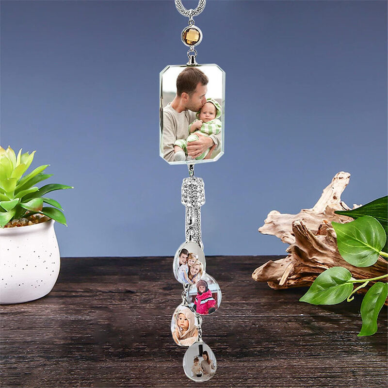 Personalized Photo Pendant 4 Styles Lucky Crystal Car Pendant add 5 Photos for Friends
