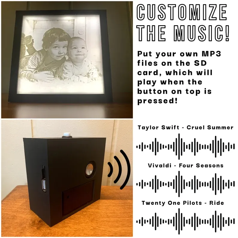 Custom 3D Light Shadow Photo Music Box – Personalized Picture Frame Gift