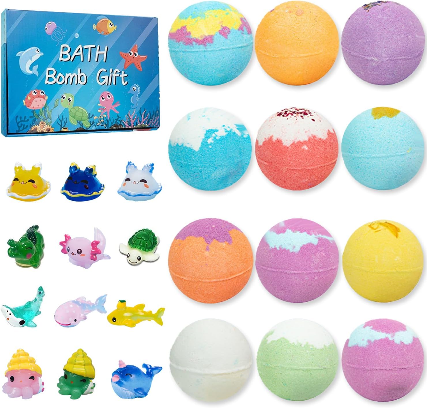 (Pre-Sale, Ships on 28th Mar) Sea Surprise Bath Bombs for Kids Fizzy Bubble Bath Bombs Surprise Ocean Animal Toys Inside Gift for Kid