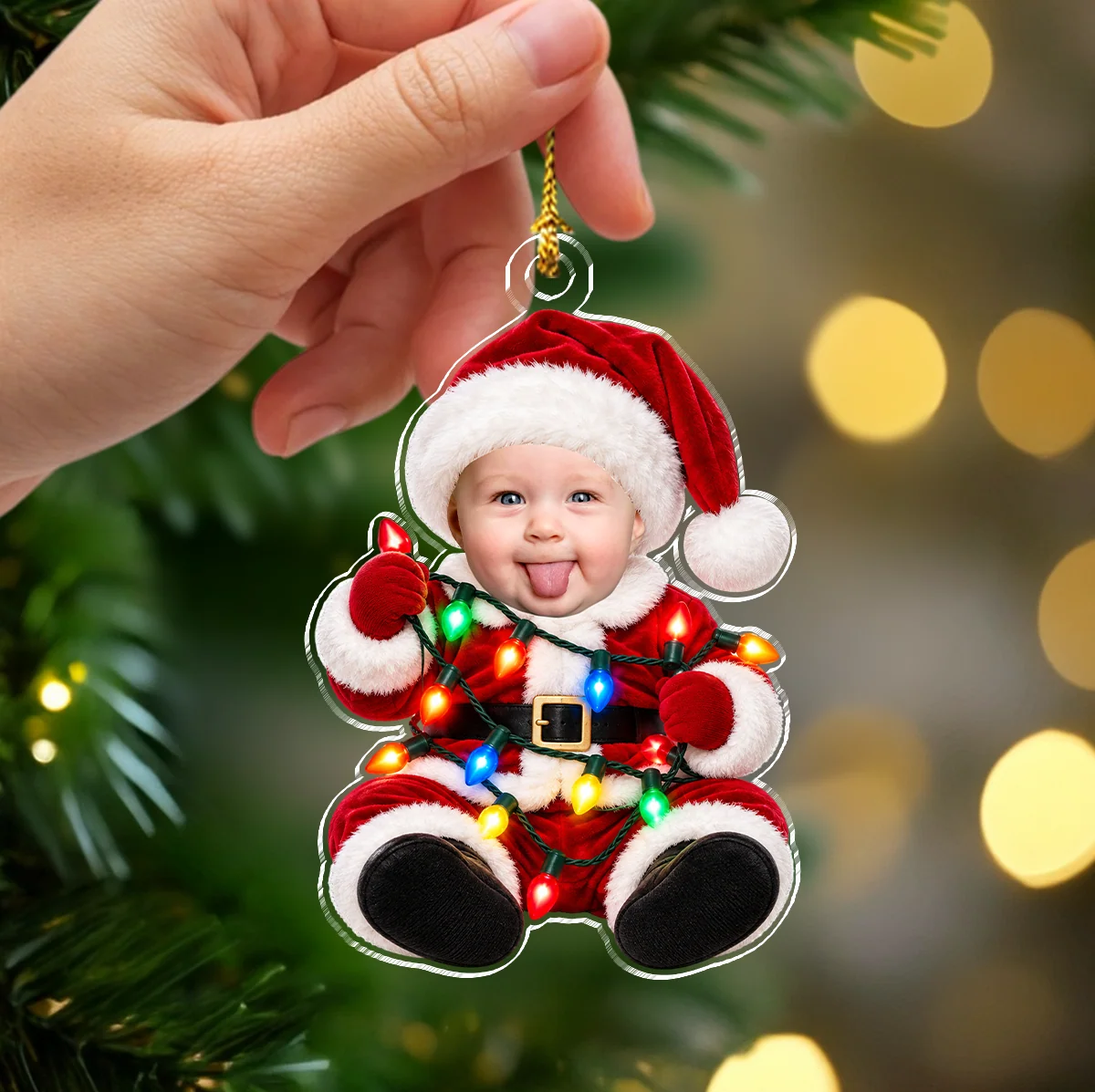 Custom Baby Face Acrylic Ornament Baby’s First Christmas Keepsake, Newborn Holiday Gift