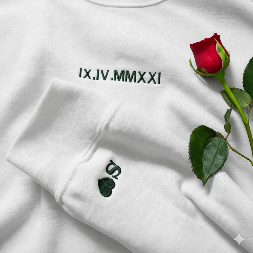 Custom Embroidered Sweatshirt With Name Valentine's Gifts Embroidery Effect for Lover