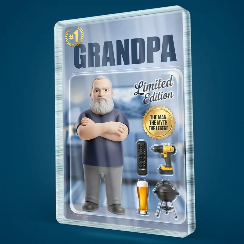 Custom Photo Toybox Figure Dad Grandpa Limited Edition - Personalized Custom Shaped Acrylic Plaque