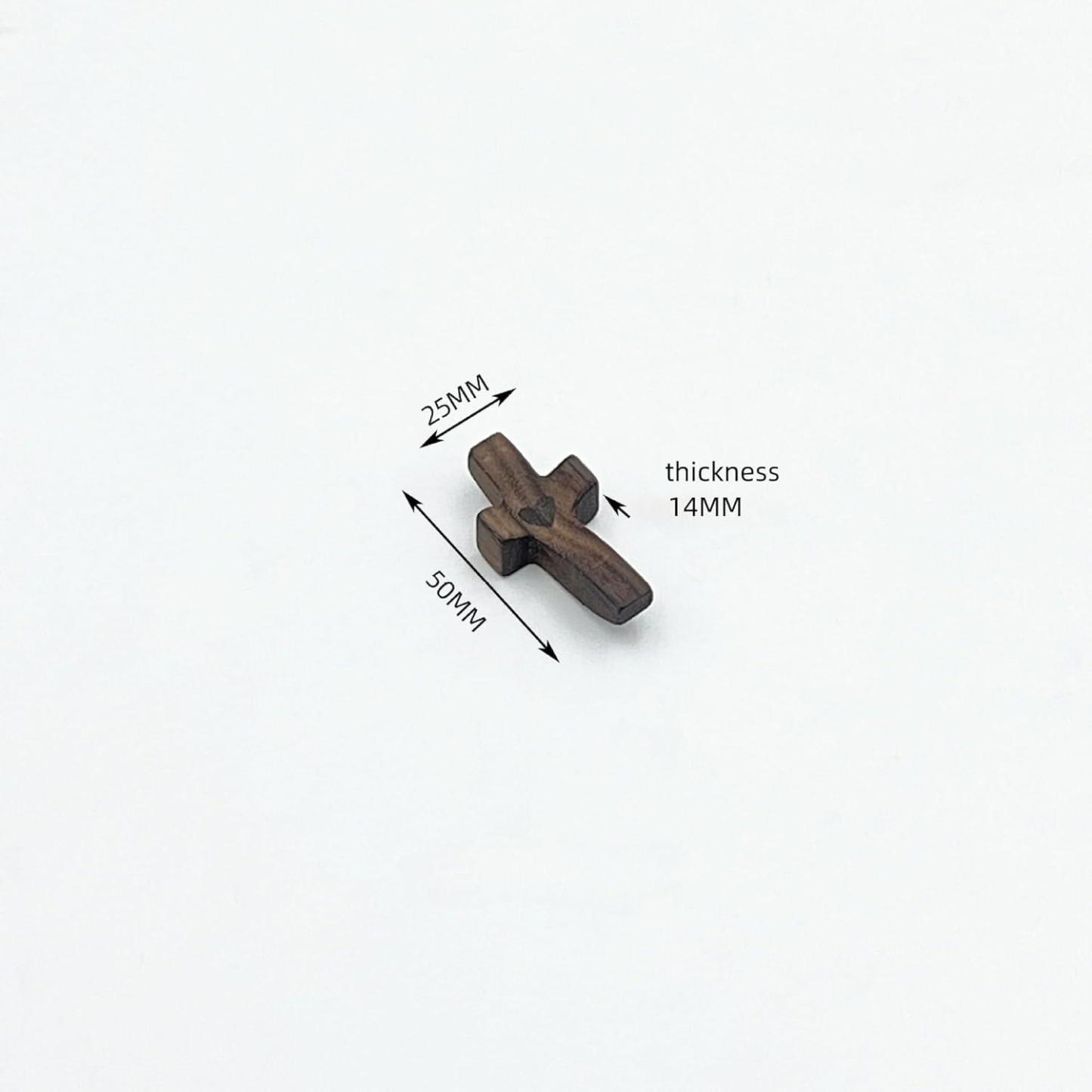 Handcrafted Black Walnut Cross with Heart Design, 9-Piece Set, Wooden Prayer Holder