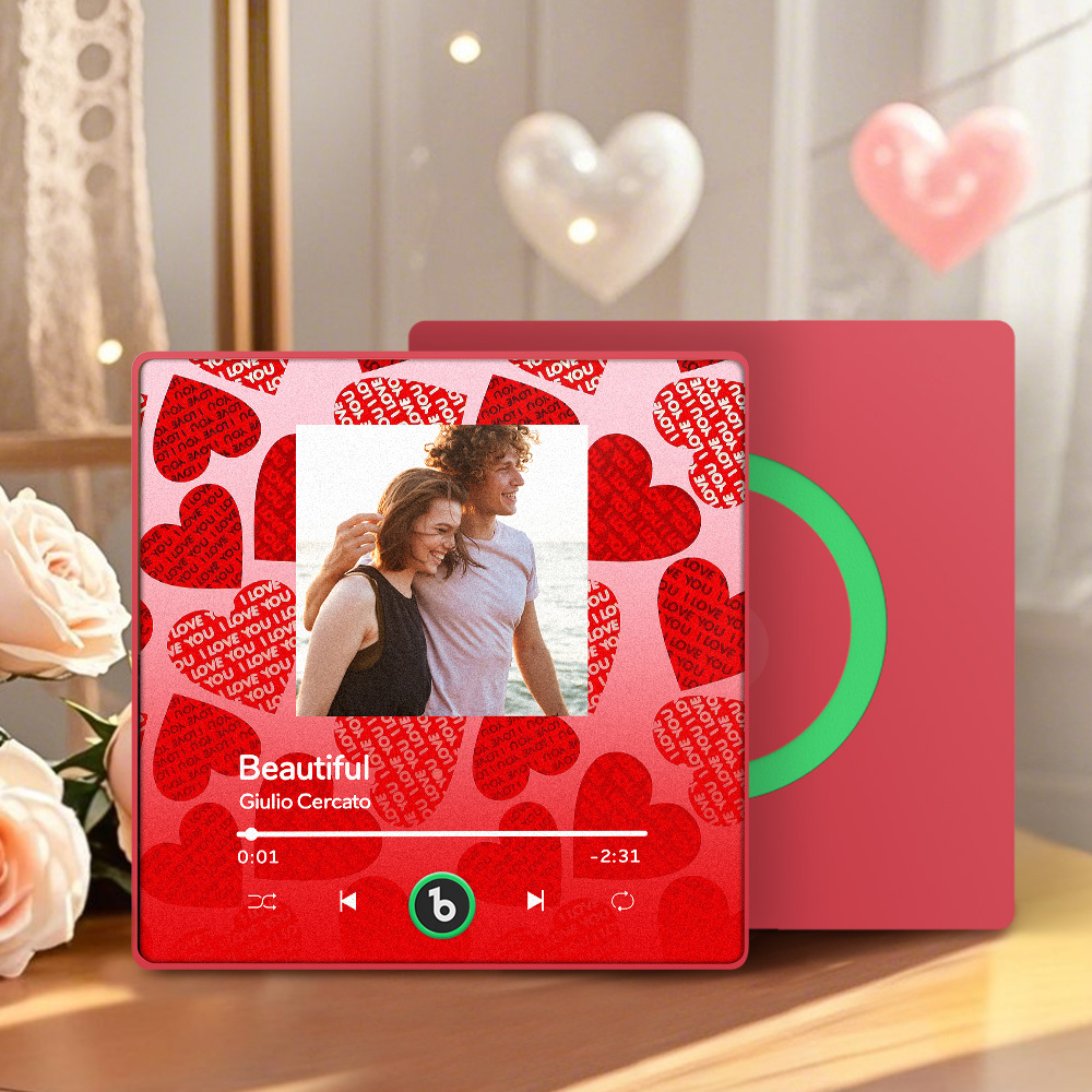 Personalized Music Fridge Magnet Pink Blue Valentine Gift Album Fridge Magnet Music Wall Photo Sticker Music Movement That Can Be Played Gift for Couple - MyPhotoSocks