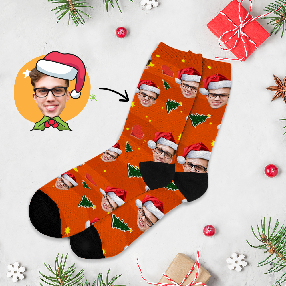 Custom Chrismas Full Face Photo Printed Socks Personalized Custom Designs Best Gift Idea for Xmas - MyPhotoSocks