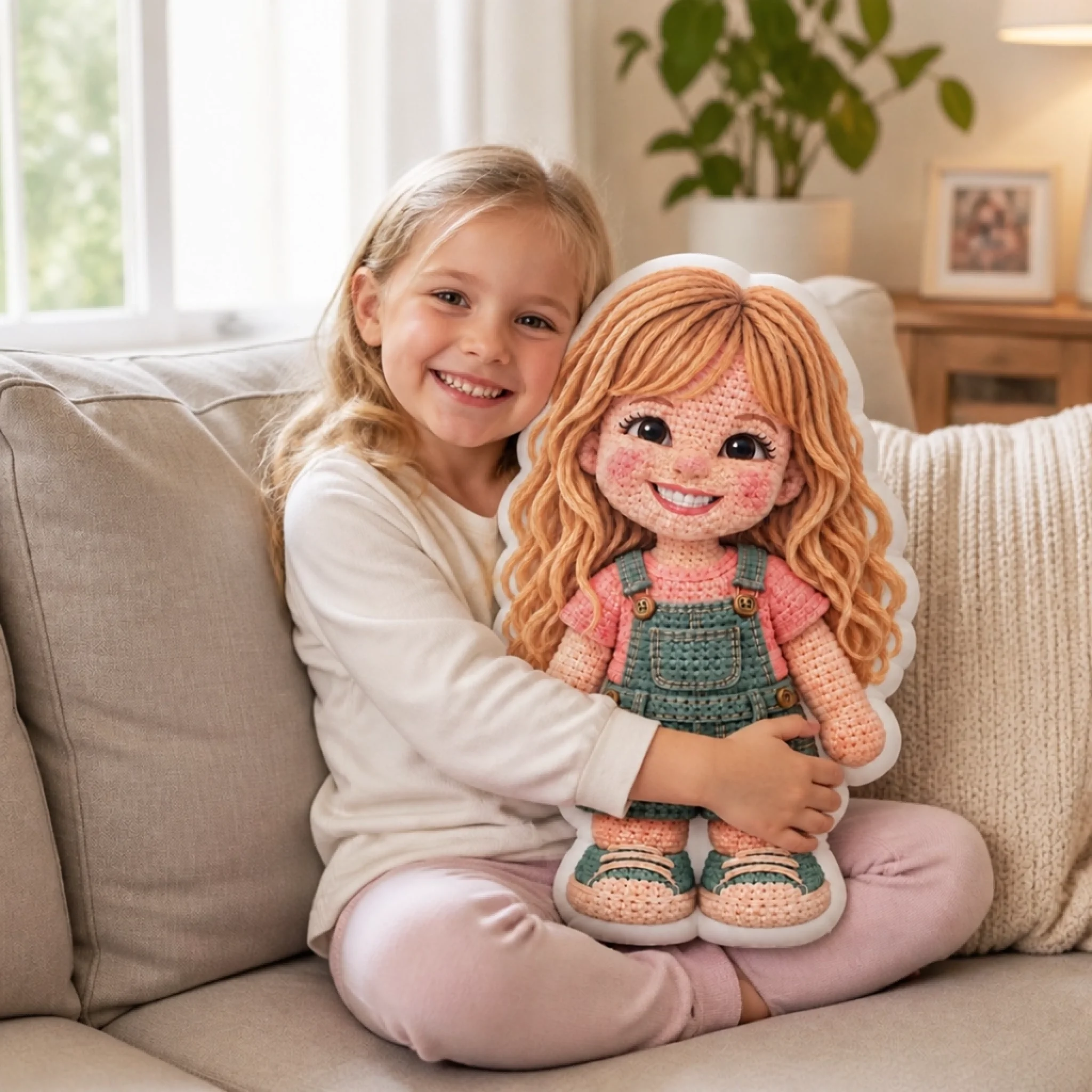 Custom Photo Crochet-Style Kids Gifts - Personalized Shaped Pillow