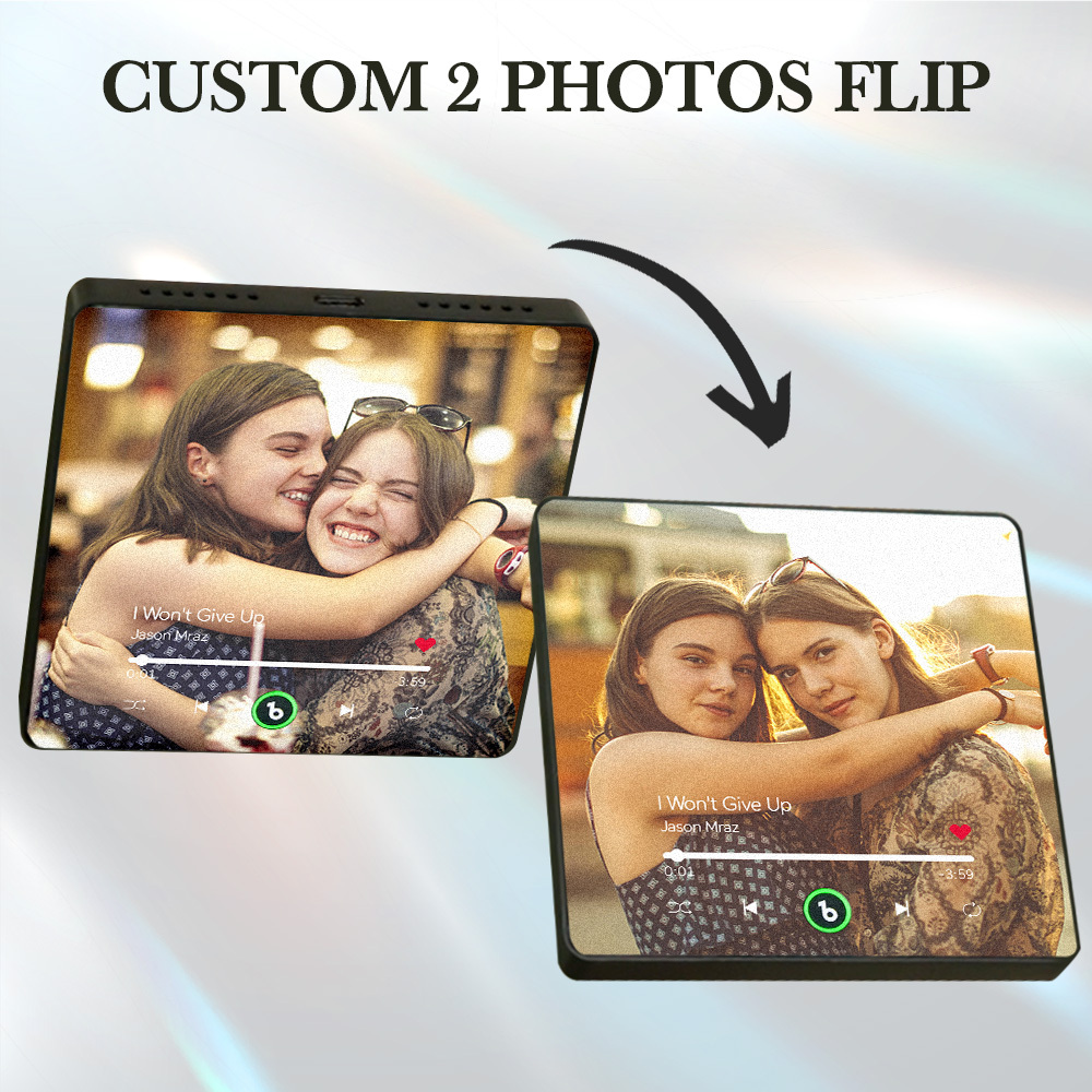 Custom Lenticular Flip Music Fridge Magnet Personalized 2 Photos in 1 Album Fridge Magnet for Friends - MyPhotoSocks