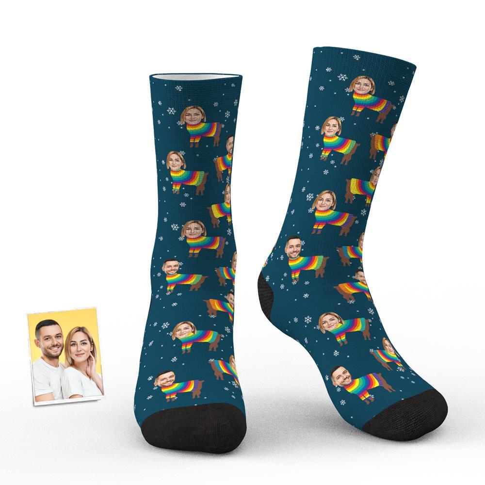 Custom Photo Socks Christmas Reindeer Socks-MyPhotoSocks