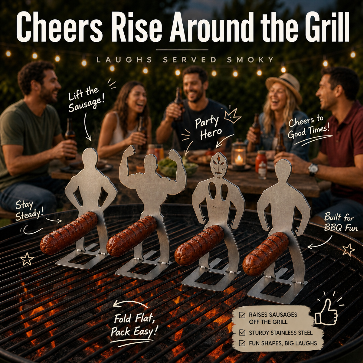 Stainless Steel BBQ Sausage Holder - Funny Grilling Gadget Gift - MyPhotoSocks