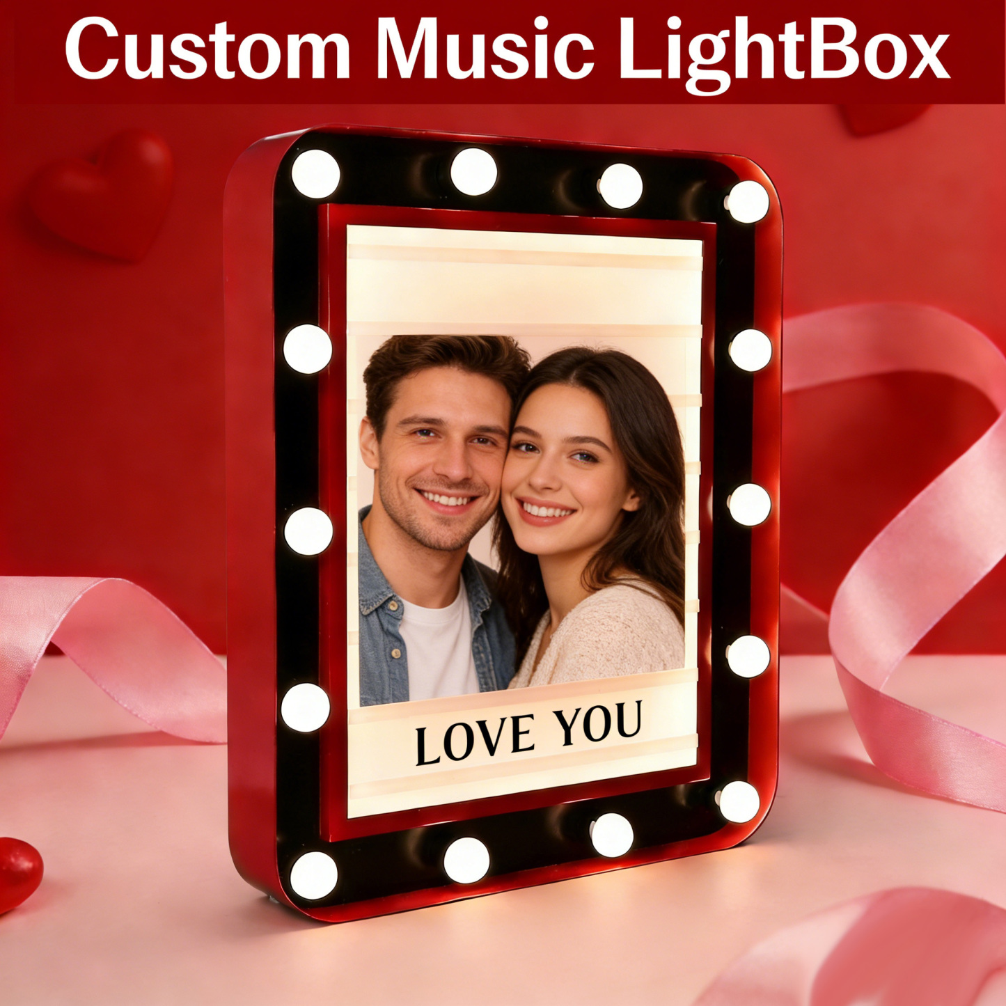 Personalized Music Photo Lightbox – Custom LED Display with Photo & Text, Meaningful Valentine’s or Anniversary Gift