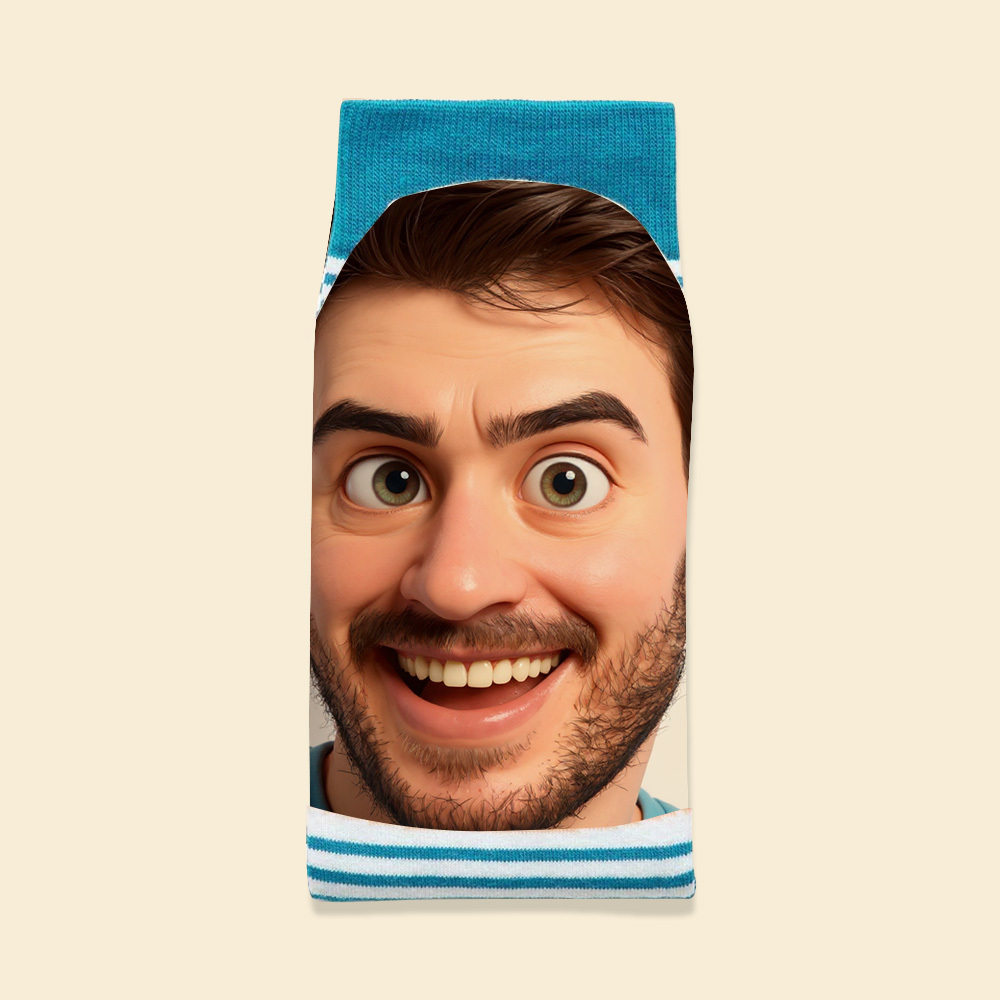 Custom Face Funny Socks Cartoon Style Photo Gifts for Him Her