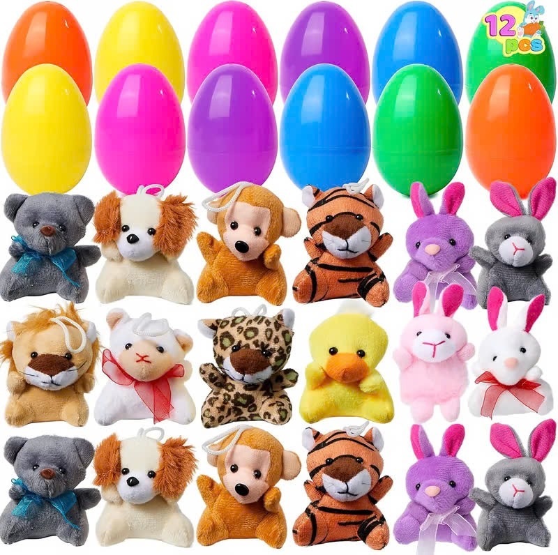 Prefilled Easter Eggs Filled with Plush Animal Toys 12/24/36 Pcs