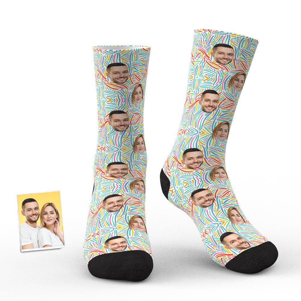 Custom Photo Socks Christmas Socks Abstract Pattern Design Holiday Socks-MyPhotoSocks