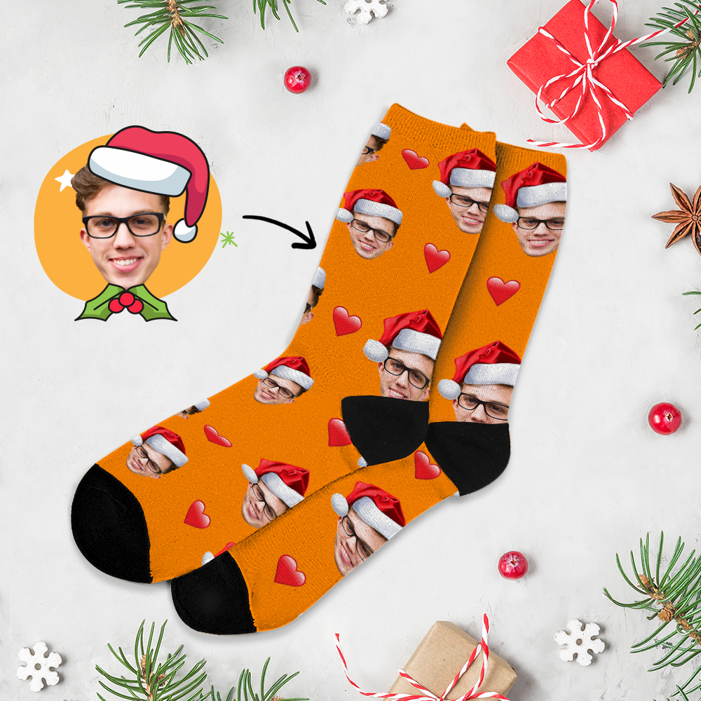 Custom Chrismas Full Face Photo Printed Socks Personalized Custom Designs Best Gift Idea for Xmas - MyPhotoSocks