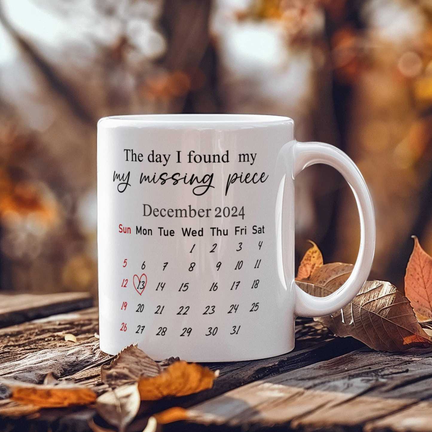Personalized Couple Mug with Photo & Calendar Custom Name Coffee Cup Anniversary Gift for Him or Her