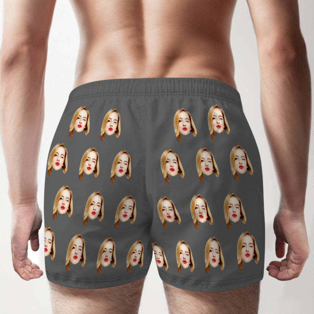 Custom Girlfriend Face Multicolor Boxer Shorts Personalized Photo Underwear Gift for Him - MyPhotoSocks