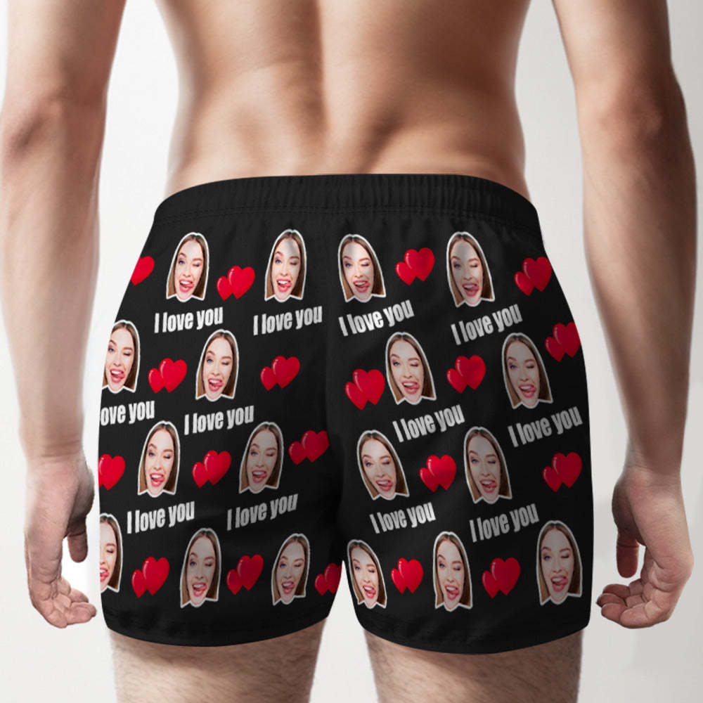 Custom Face Multicolor I Love You Boxer Shorts Personalized Photo Underwear Gift for Him - MyPhotoSocks