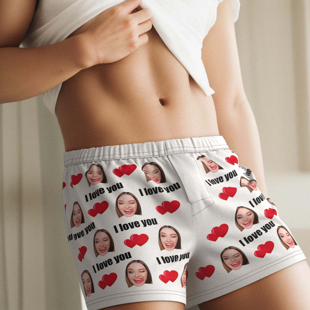 Custom Face Multicolor I Love You Boxer Shorts Personalized Photo Underwear Gift for Him - MyPhotoSocks