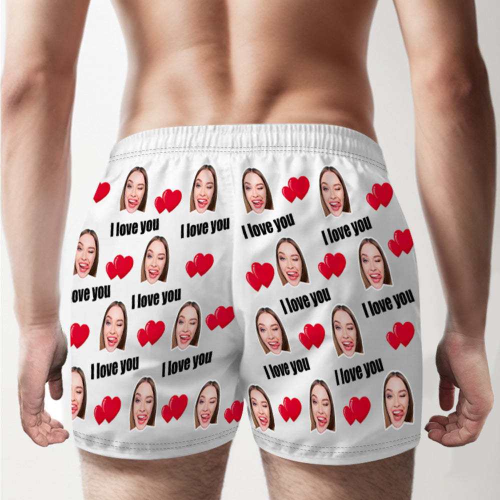 Custom Face Multicolor I Love You Boxer Shorts Personalized Photo Underwear Gift for Him - MyPhotoSocks