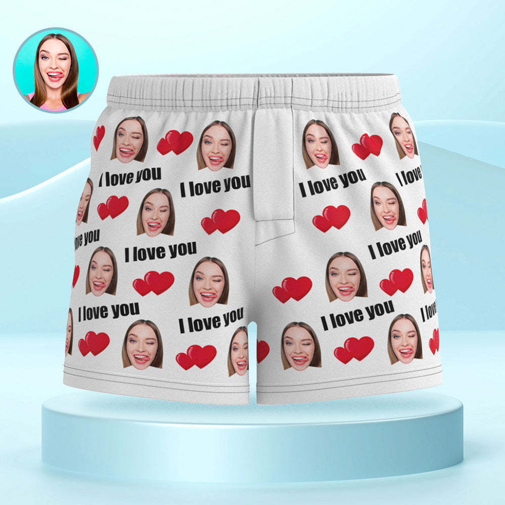 Custom Face Multicolor I Love You Boxer Shorts Personalized Photo Underwear Gift for Him - MyPhotoSocks