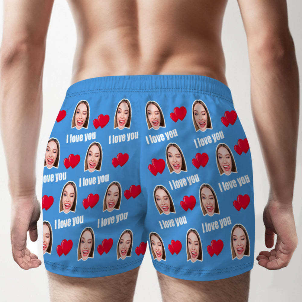 Custom Face Multicolor I Love You Boxer Shorts Personalized Photo Underwear Gift for Him - MyPhotoSocks