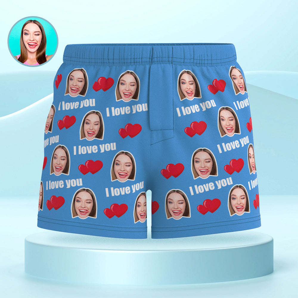 Custom Face Multicolor I Love You Boxer Shorts Personalized Photo Underwear Gift for Him - MyPhotoSocks