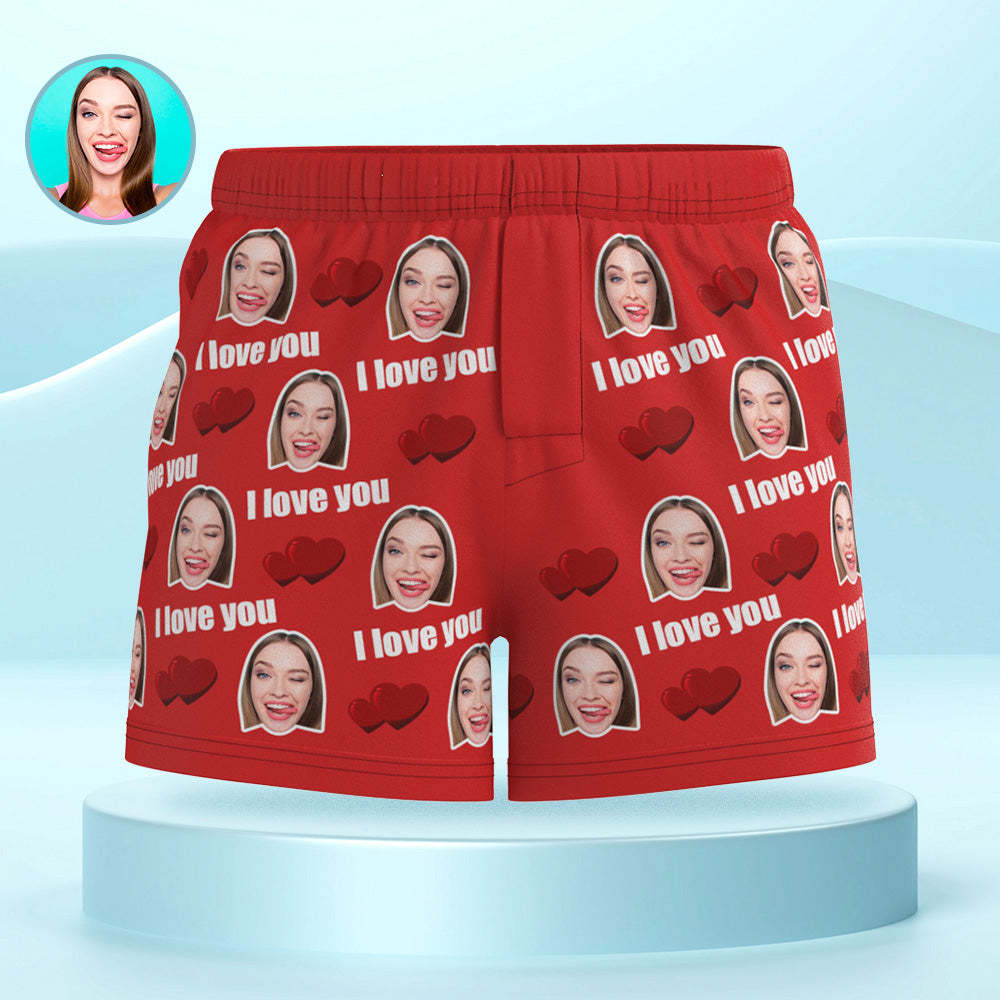 Custom Face Multicolor I Love You Boxer Shorts Personalized Photo Underwear Gift for Him - MyPhotoSocks