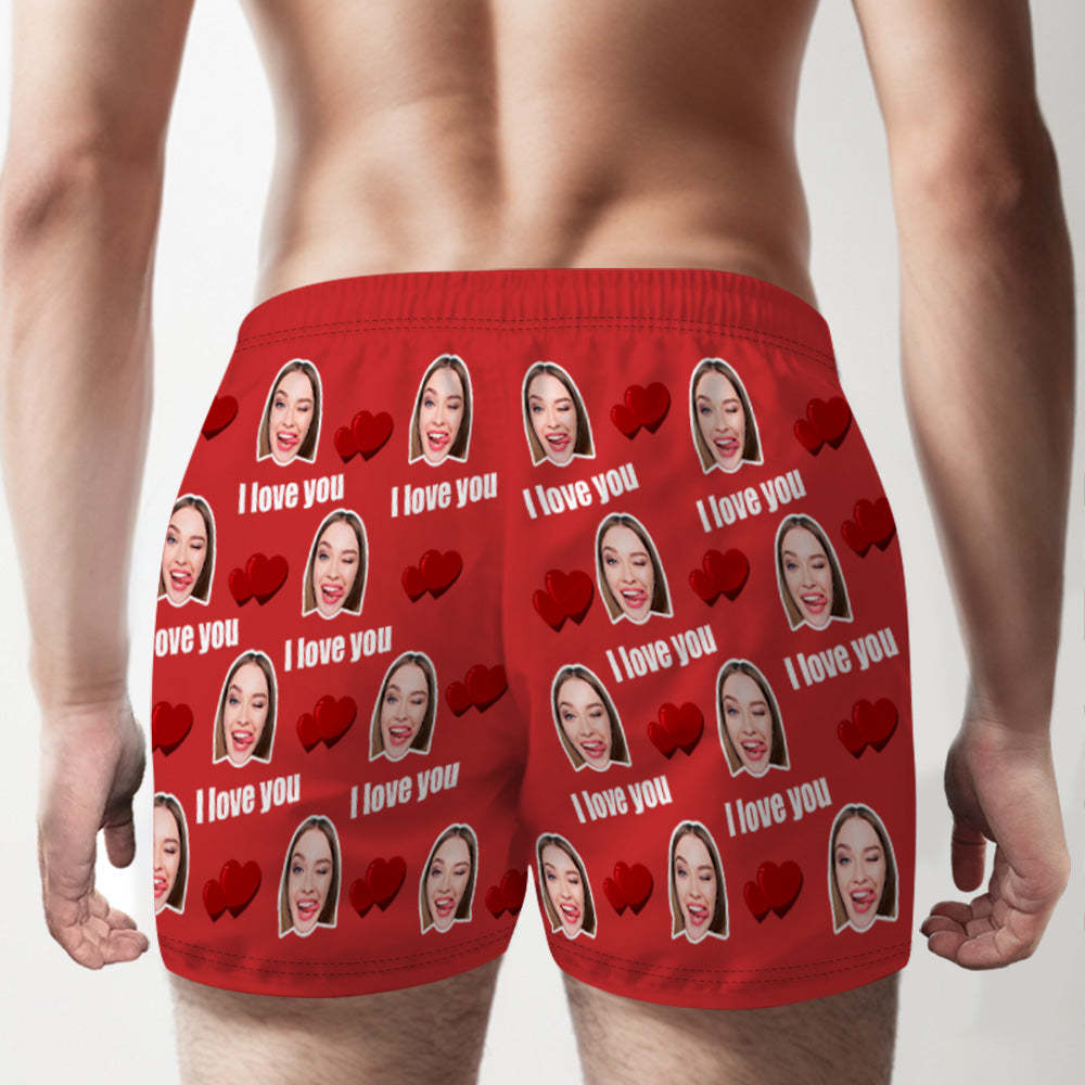 Custom Face Multicolor I Love You Boxer Shorts Personalized Photo Underwear Gift for Him - MyPhotoSocks