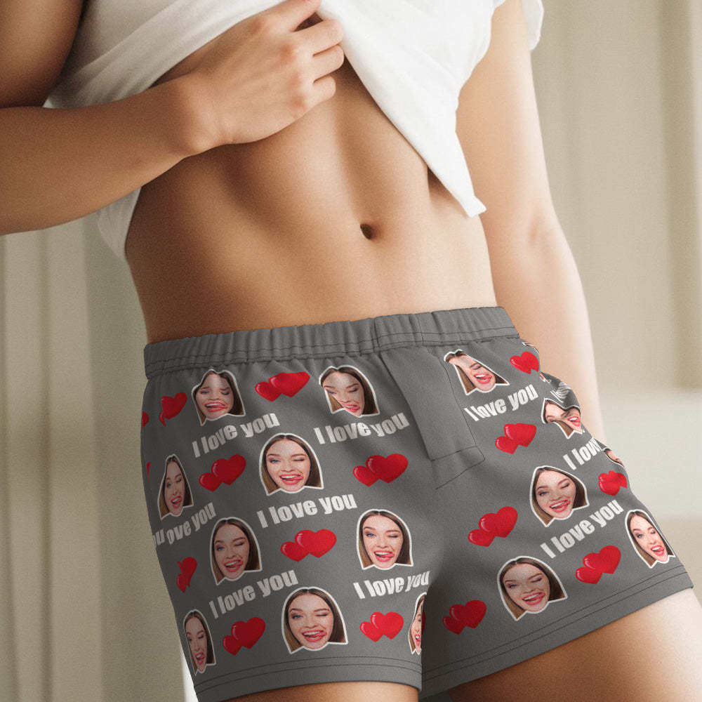 Custom Face Multicolor I Love You Boxer Shorts Personalized Photo Underwear Gift for Him - MyPhotoSocks