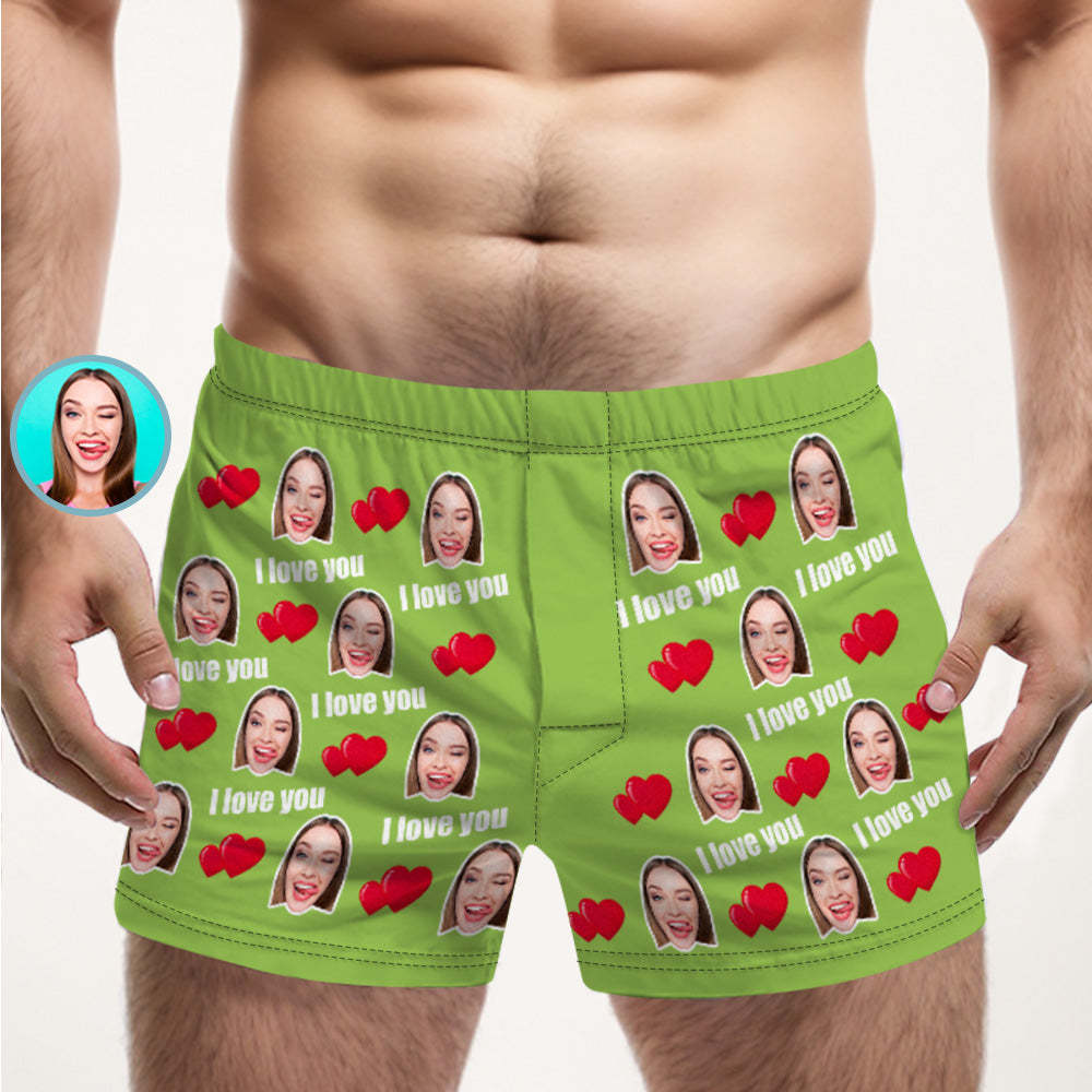 Custom Face Multicolor I Love You Boxer Shorts Personalized Photo Underwear Gift for Him - MyPhotoSocks