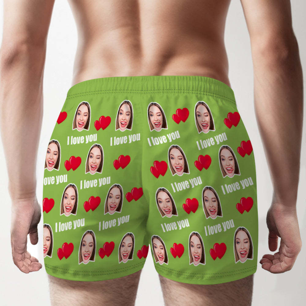 Custom Face Multicolor I Love You Boxer Shorts Personalized Photo Underwear Gift for Him - MyPhotoSocks