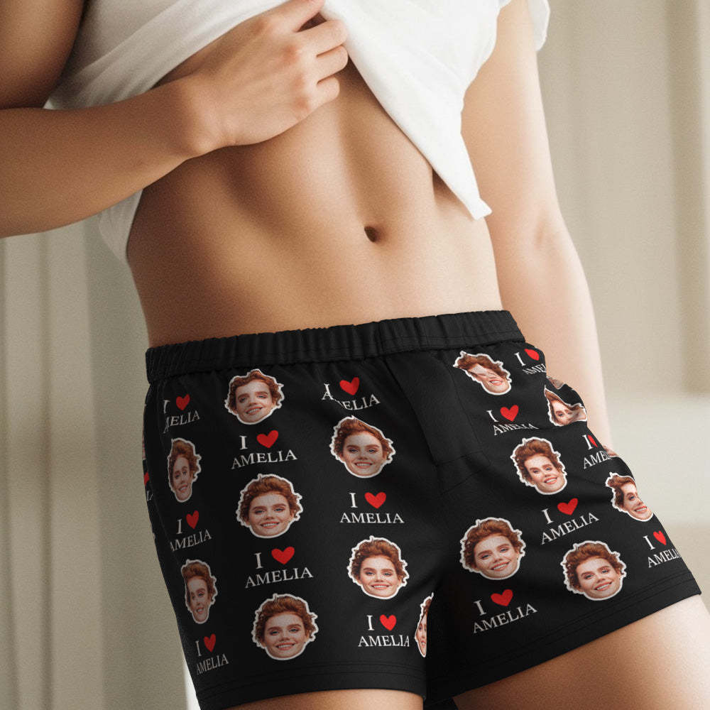 Custom Face Multicolor Boxer Shorts I Love You Personalized Photo Underwear Gift for Him - MyPhotoSocks